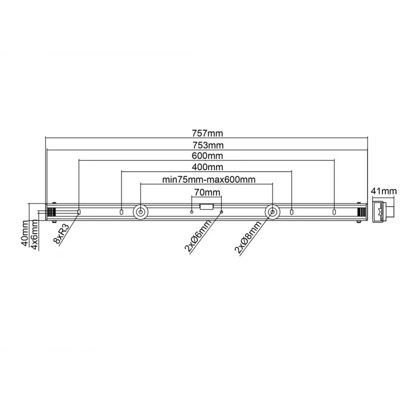 Multibrackets M Universalus sieninis laikiklis, juodas, vidutinis