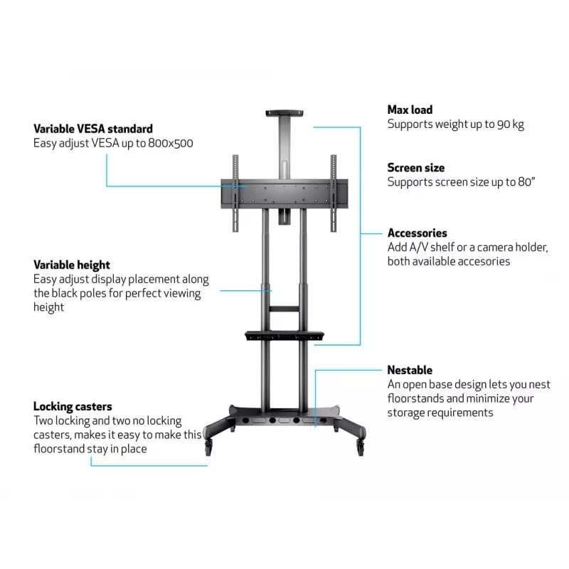 Multibrackets M Public Floorstand Basic 180 su lentyna ir kameros laikikliu