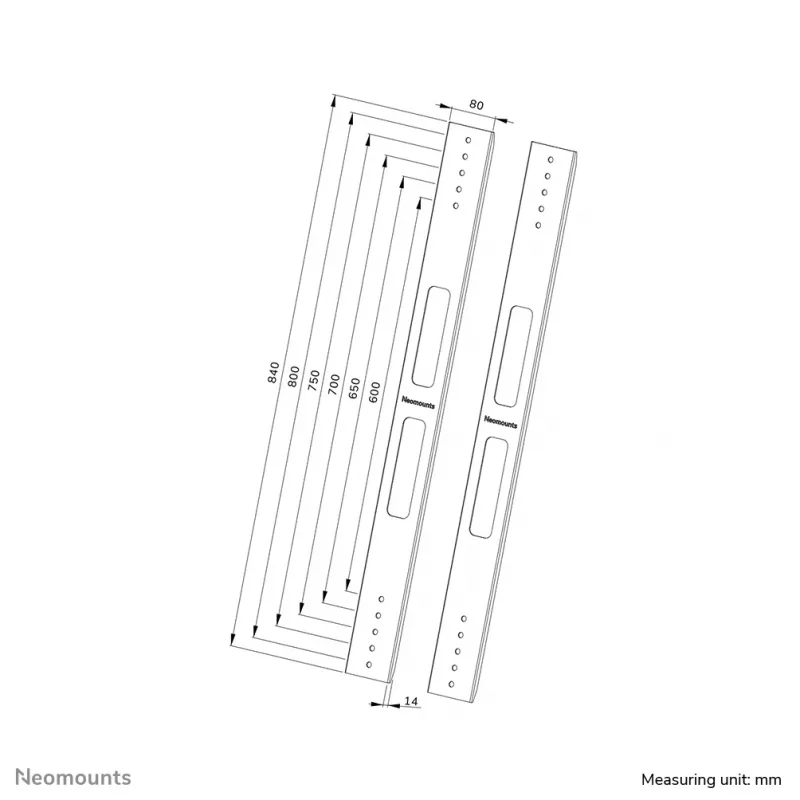 Neomounts AWL-250BL18 VESA praplėtimo rinkinys 400x600 800x800