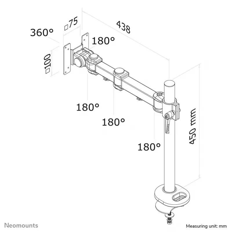 Neomounts FPMA-D960G Monitoriaus laikiklis 10-30 colių