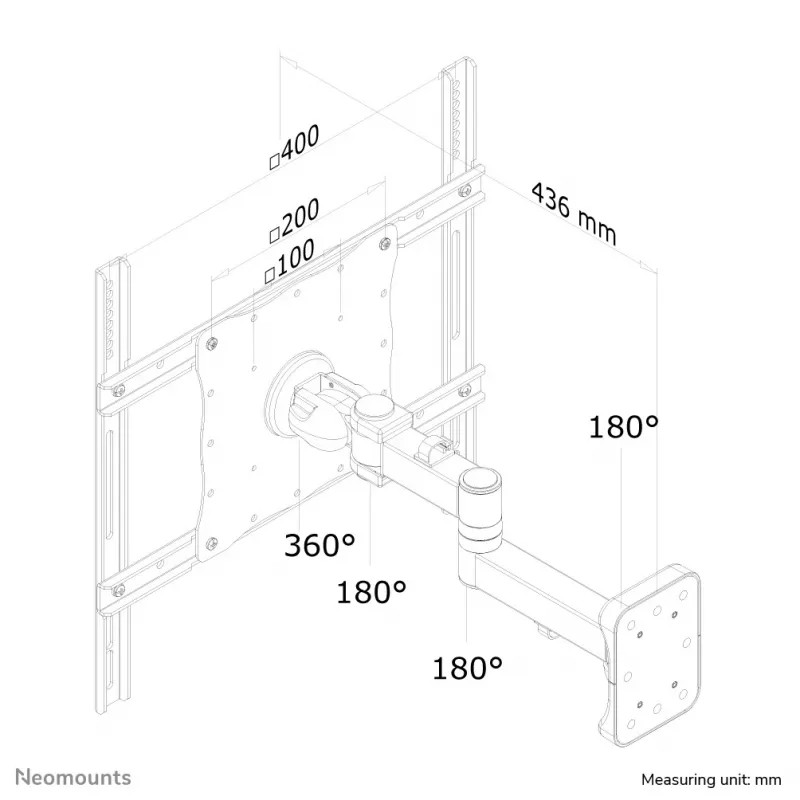Neomounts FPMA-W960 monitoriaus/TV sieninis laikiklis 23-52 colių - pilno judesio