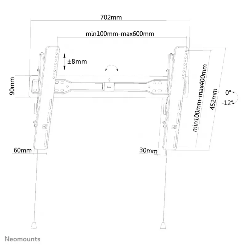 Neomounts LED-W650Juoda televizoriaus laikiklis prie sienos 37-75 col. - pasukamas