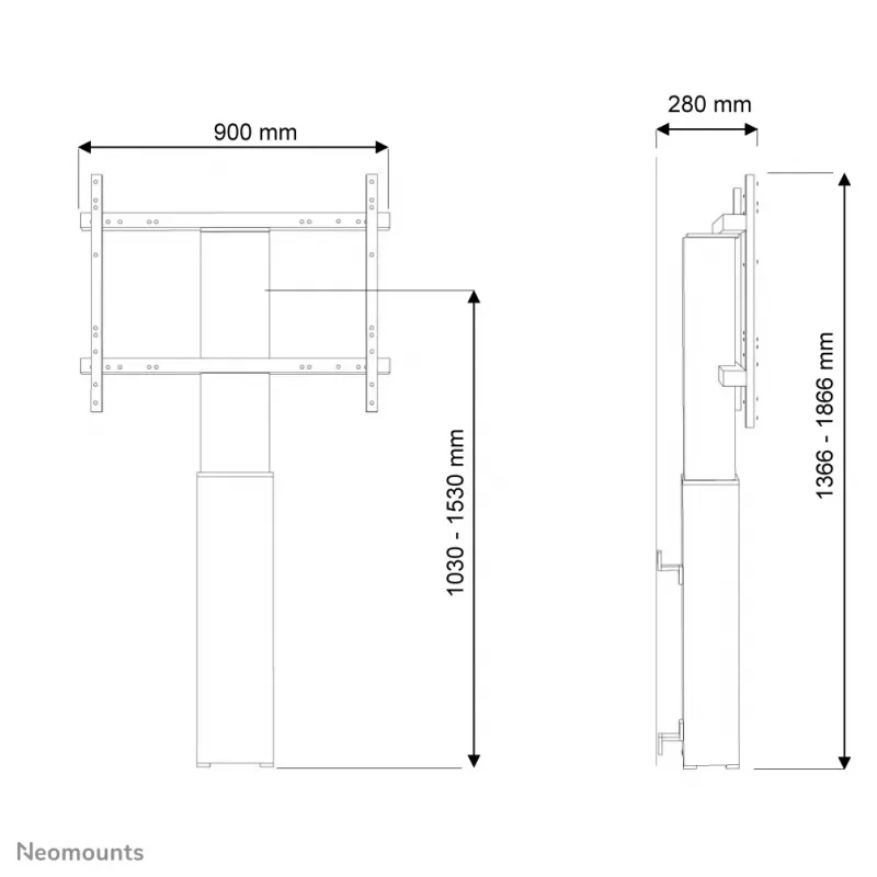 Neomounts PLASMA-W2250Sidabrinė TV grindų stovas 42-100 colių - sieninis - motorizuotas
