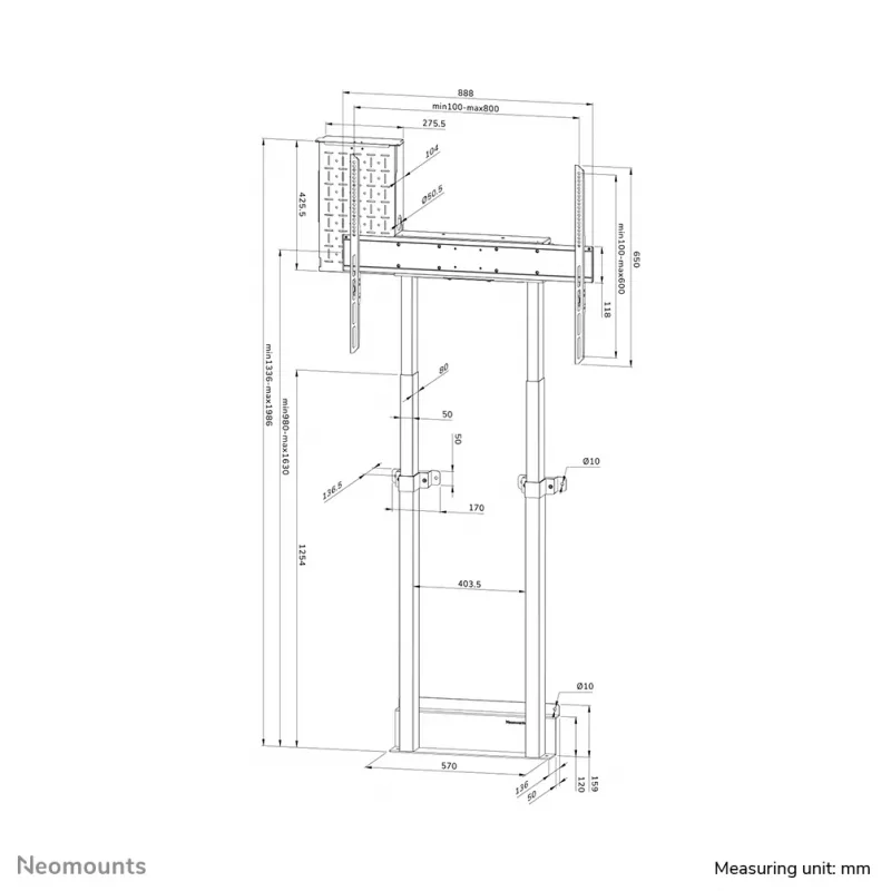 Neomounts motorizuotas sieninis laikiklis WL55-875WH1 110 kg 55-100 colių