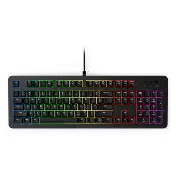 Laidinė žaidimų klaviatūra Lenovo K310 — pilno dydžio 100%, USB, JAV anglų, RGB foninis apšvietimas, juoda, 1,8 m laidas