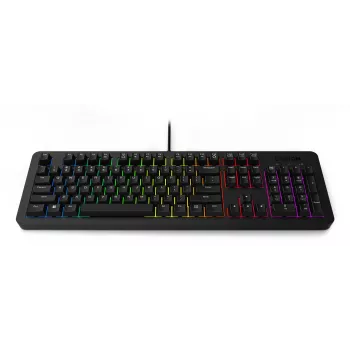 Laidinė žaidimų klaviatūra Lenovo K310 — pilno dydžio 100%, USB, JAV anglų, RGB foninis apšvietimas, juoda, 1,8 m laidas