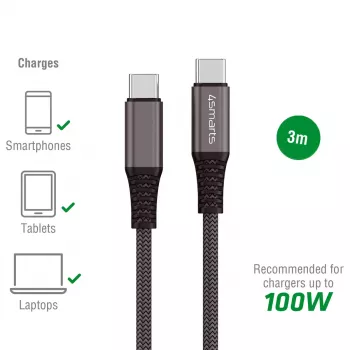 USB laidas 4smarts 456267 3 m USB-C juodas 0,48 Gbit/s