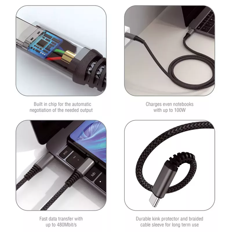 USB laidas 4smarts 456267 3 m USB-C juodas 0,48 Gbit/s