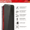 Displex privatumo ekrano apsauga (10H) Apple iPhone 13/13 Pro/14/16e/17e, EASY-ON® Eco tvirtinimo rėmelis, privatumo filtras