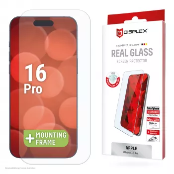 „Displex“ ekrano apsauga (10H) „Apple iPhone 16 Pro“, ekologiškas montavimo rėmelis, atspari įbrėžimams