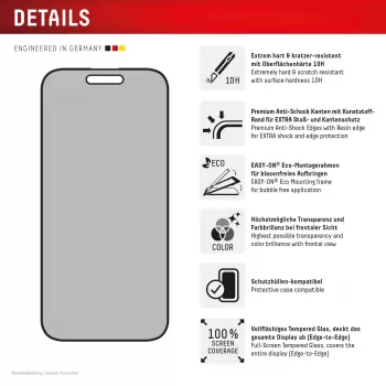 Displex privatumo ekrano apsauga (10H) Apple iPhone 16 Plus, Eko montavimo rėmelis, privatumo filtras