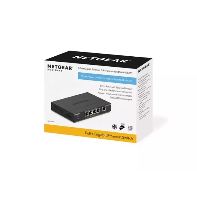 NETGEAR GS305PP Nevaldomas Gigabit Ethernet (10/100/1000) maitinimas per eternetą (PoE) juodas