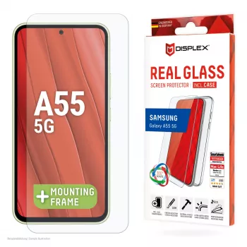 Displex ekrano apsauginis stiklas + dėklas, skirtas Samsung Galaxy A55 5G, Eco montavimo rėmelis, atsparus įbrėžimams