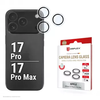 Displex Premium Camera Lens Glass, iPhone 17 Pro/17 Pro Max stiklas, 10H, pavieniai žiedai, DLC, skaidrus, greitas montavimas