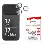 Displex Premium Camera Lens Glass, iPhone 17 Pro/17 Pro Max stiklas, 10H, pavieniai žiedai, DLC, skaidrus, greitas montavimas
