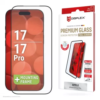 Ekrano apsauga Displex Premium Full Cover 10H, skirta Apple iPhone 17 Pro / 17, grūdintas stiklas, permatoma, Eco montavimo rėmelis