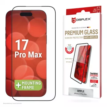 Displex Premium ekrano apsauga (Full Cover, 10H) Apple iPhone 17 Pro Max, Eco tvirtinimo rėmelis, pilna danga