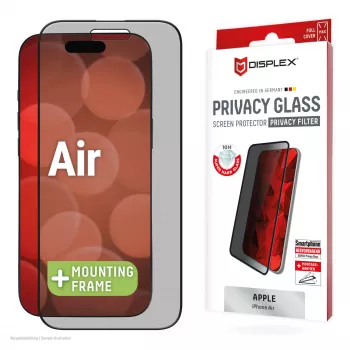 Displex privatumo ekrano apsauga (10H) Apple iPhone Air, Eco tvirtinimo rėmelis, privatumo filtras