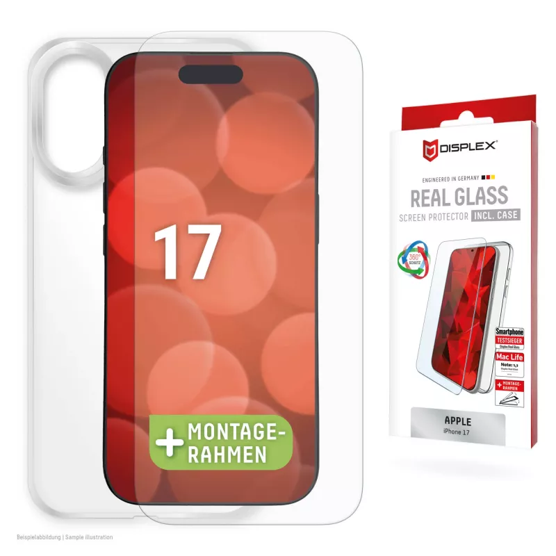 Displex ekrano apsauga + dėklas Apple iPhone 17, Eco montavimo rėmelis, atsparus įbrėžimams