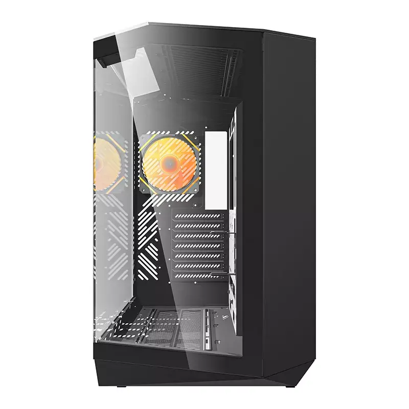 Kompiuterio korpusas Darkflash DY470 ATX juodas su 4 ventiliatoriais ir GPU laikikliu