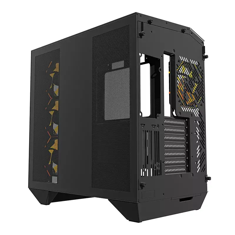 Kompiuterio korpusas Darkflash DY470 ATX juodas su 4 ventiliatoriais ir GPU laikikliu