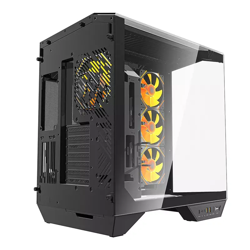 Kompiuterio korpusas Darkflash DY470 ATX juodas su 4 ventiliatoriais ir GPU laikikliu