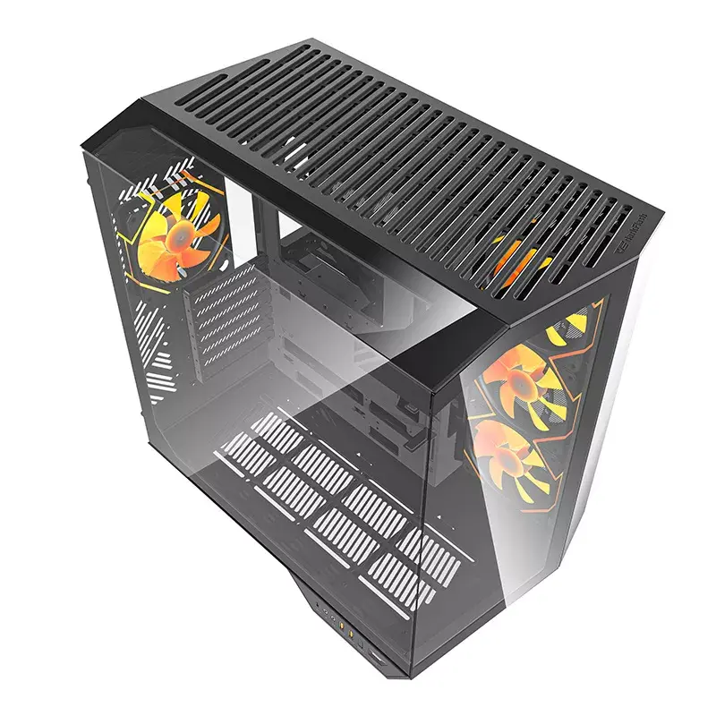 Kompiuterio korpusas Darkflash DY470 ATX juodas su 4 ventiliatoriais ir GPU laikikliu