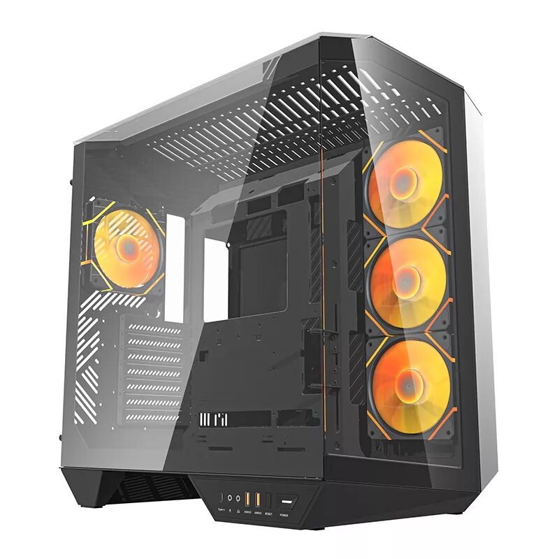Kompiuterio korpusas Darkflash DY470 ATX juodas su 4 ventiliatoriais ir GPU laikikliu