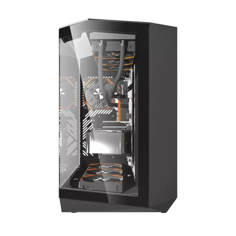 PC Case Darkflash DY470 Full Tower — Juoda, SPCC, supports ITX/ATX, HDD 3.5 inch/2.5 inch, 1x rear 120 mm, 120 mm side fans