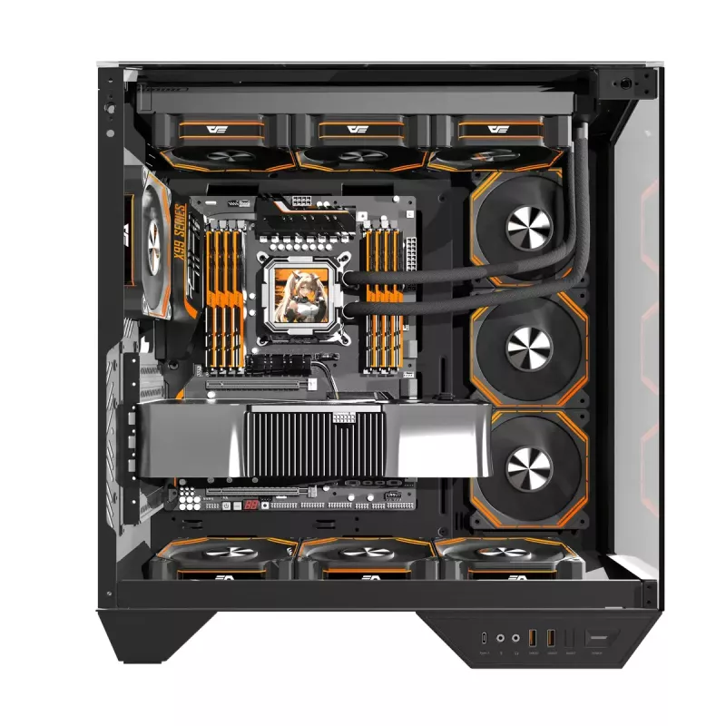 PC Case Darkflash DY470 Full Tower — Juoda, SPCC, supports ITX/ATX, HDD 3.5 inch/2.5 inch, 1x rear 120 mm, 120 mm side fans