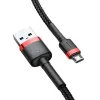 Baseus CAMKLF-B91 Nailoninis Patvarus Duomenų ir Įkrovimo Kabelis CQ3.0 2.4A USB į Micro USB 1m Juodai-Raudonas