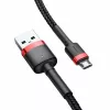 Baseus CAMKLF-B91 Nailoninis Patvarus Duomenų ir Įkrovimo Kabelis CQ3.0 2.4A USB į Micro USB 1m Juodai-Raudonas