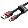 Baseus CAMKLF-B91 Nailoninis Patvarus Duomenų ir Įkrovimo Kabelis CQ3.0 2.4A USB į Micro USB 1m Juodai-Raudonas