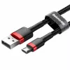 Baseus CAMKLF-B91 Nailoninis Patvarus Duomenų ir Įkrovimo Kabelis CQ3.0 2.4A USB į Micro USB 1m Juodai-Raudonas