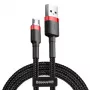 Baseus CAMKLF-B91 Nailoninis Patvarus Duomenų ir Įkrovimo Kabelis CQ3.0 2.4A USB į Micro USB 1m Juodai-Raudonas