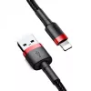 USB-A į Lightning laidas Baseus CALKLF-C19 2 m — aliuminio korpusas, 1,5 A, juoda / raudona