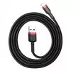 USB-A į Lightning laidas Baseus CALKLF-C19 2 m — aliuminio korpusas, 1,5 A, juoda / raudona