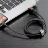 USB-A į Lightning laidas Baseus CALKLF-C19 2 m — aliuminio korpusas, 1,5 A, juoda / raudona