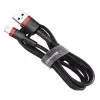 USB-A į Lightning laidas Baseus CALKLF-C19 2 m — aliuminio korpusas, 1,5 A, juoda / raudona