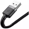 USB A į Lightning laidas Baseus Cafule (CALKLF-CG1) — Nyloninė pynė, QC3.0 1.5A, 2 m, Pilka/Juoda