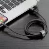 USB A į Lightning laidas Baseus Cafule (CALKLF-CG1) — Nyloninė pynė, QC3.0 1.5A, 2 m, Pilka/Juoda