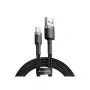 USB A į Lightning laidas Baseus Cafule (CALKLF-CG1) — Nyloninė pynė, QC3.0 1.5A, 2 m, Pilka/Juoda