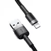 Baseus CALKLF-AG1 nailoninis duomenų ir įkrovimo laidas USB-C QC3.0 2.4A į Lightning 0.5m juoda, pilka