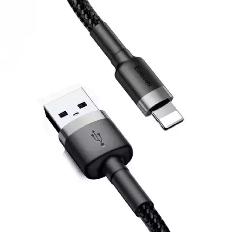 Baseus CALKLF-AG1 nailoninis duomenų ir įkrovimo laidas USB-C QC3.0 2.4A į Lightning 0.5m juoda, pilka