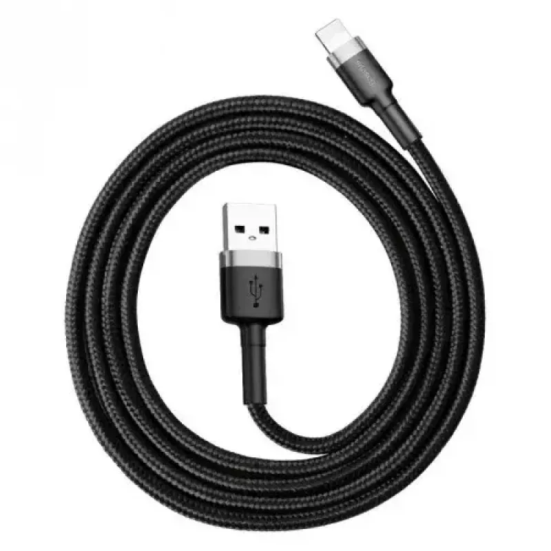 Baseus CALKLF-AG1 nailoninis duomenų ir įkrovimo laidas USB-C QC3.0 2.4A į Lightning 0.5m juoda, pilka