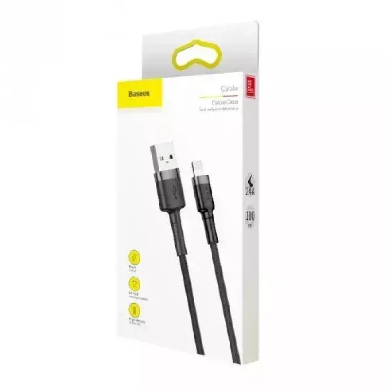 Baseus CALKLF-AG1 nailoninis duomenų ir įkrovimo laidas USB-C QC3.0 2.4A į Lightning 0.5m juoda, pilka