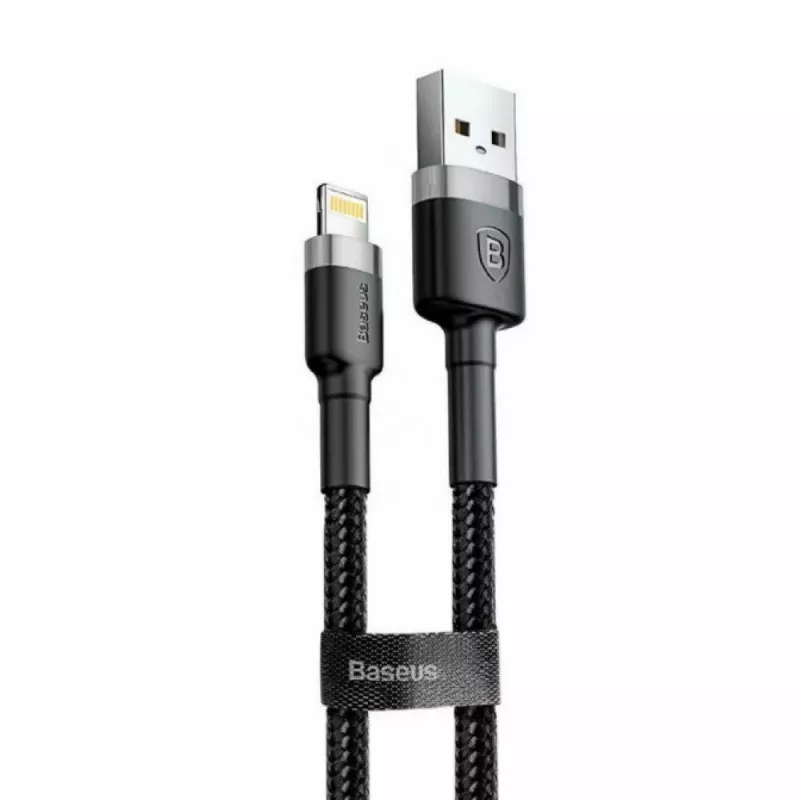 Baseus CALKLF-AG1 nailoninis duomenų ir įkrovimo laidas USB-C QC3.0 2.4A į Lightning 0.5m juoda, pilka