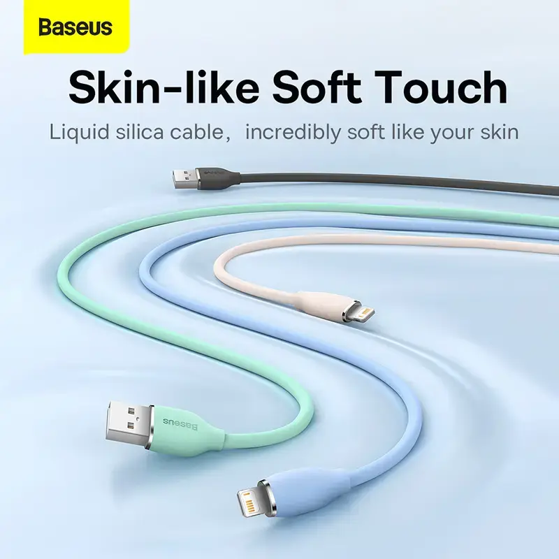 USB 2.0 duomenų laidas Baseus Jelly Lightning į USB-A 1,2 m, juodas