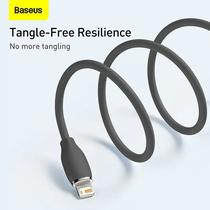USB 2.0 duomenų laidas Baseus Jelly Lightning į USB-A 1,2 m, juodas