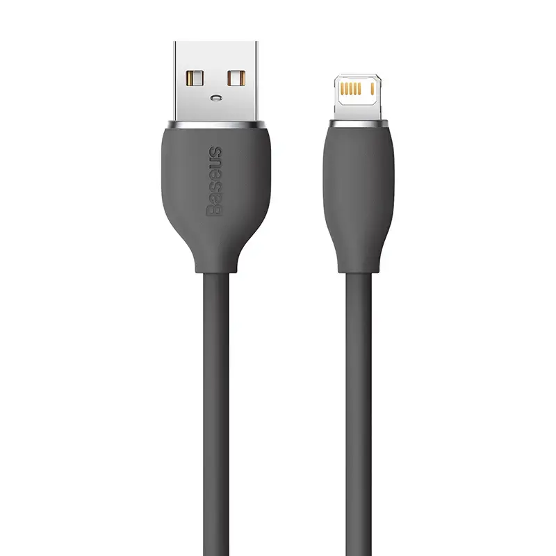 USB 2.0 duomenų laidas Baseus Jelly Lightning į USB-A 1,2 m, juodas